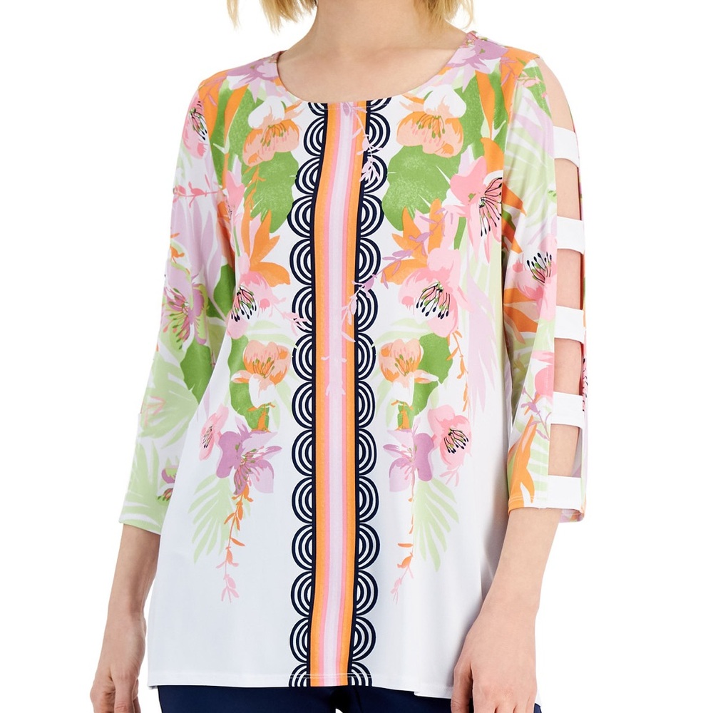 JM Collection Multicolor Floral Blouse